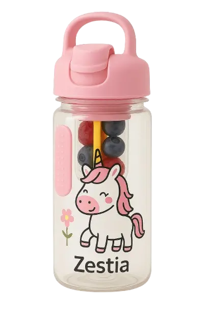 Gourde enfant avec infuseur à fruits 400 ml - Rose